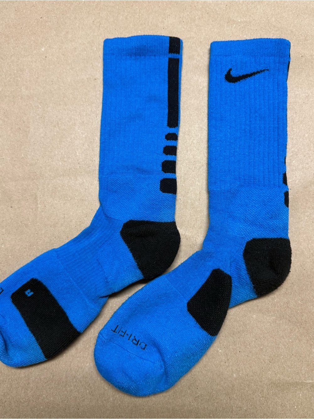 Nike Elite Crew L Large Blue Black Men’s 8-12 Basketball Socks Cushion Rare!